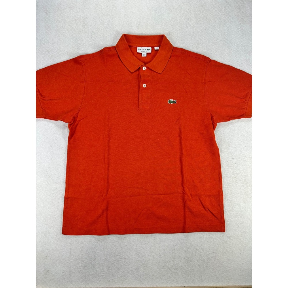 Lacoste Classic Fit Polo Shirt Mens Large Orange Cotton Pique Short Sleeve Logo - Picture 1 of 6